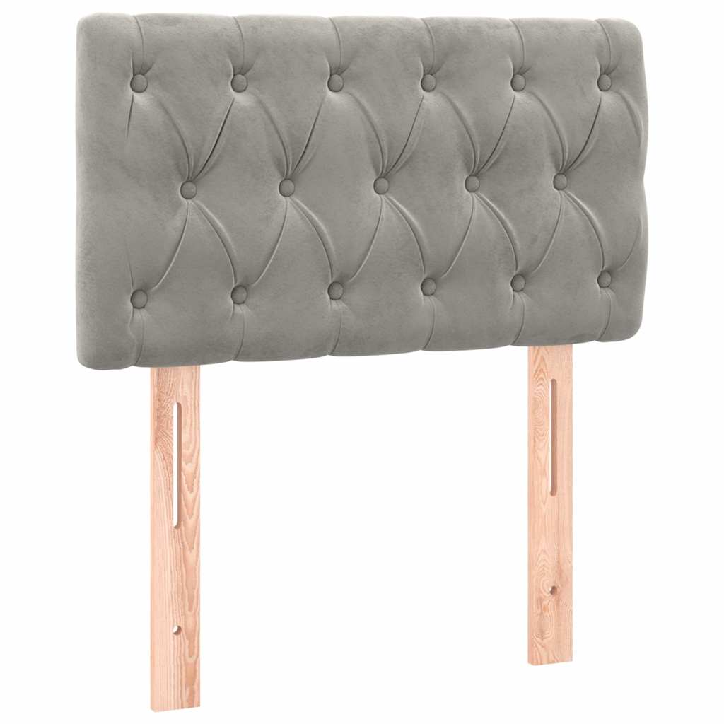 Világosszürke bársony LED-es fejtámla 80x7x78/88 cm 4