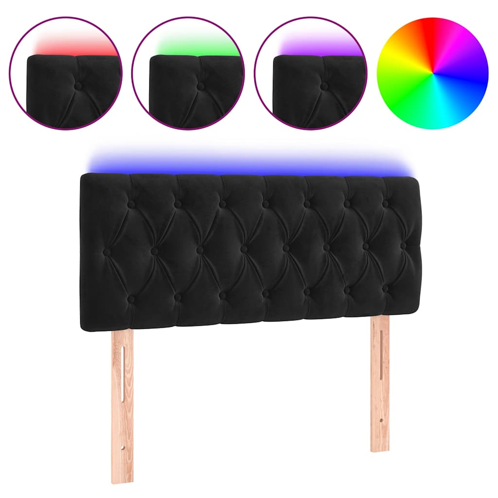 Fekete bársony LED-es fejtámla 90 x 7 x 78/88 cm 2