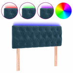 Sötétkék bársony LED-es fejtámla 100 x 7 x 78/88 cm 2