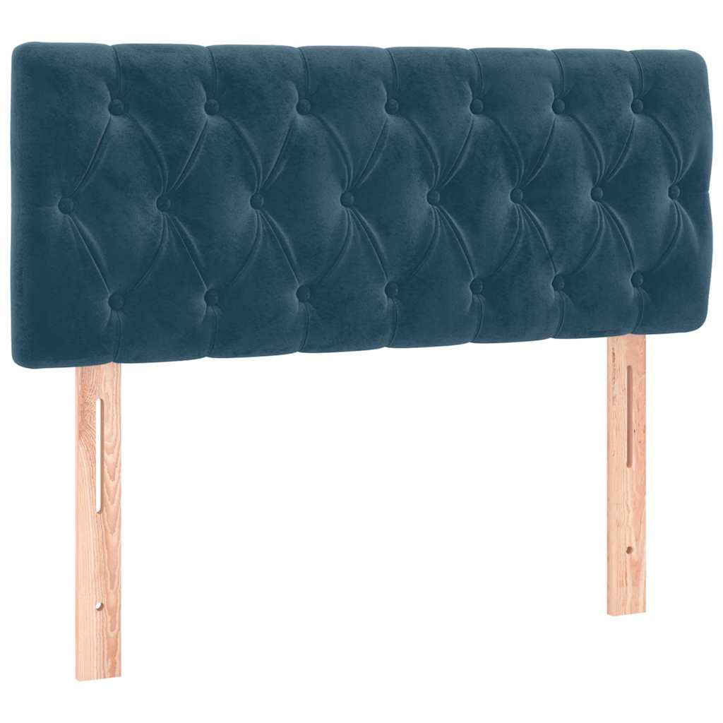 Sötétkék bársony LED-es fejtámla 100 x 7 x 78/88 cm 4