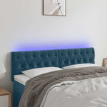 Sötétkék bársony LED-es fejtámla 144 x 7 x 78/88 cm