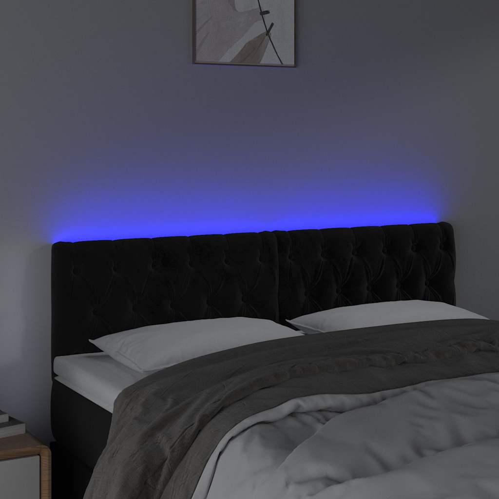 Fekete bársony LED-es fejtámla 160 x 7 x 78/88 cm 3