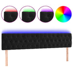 Fekete bársony LED-es fejtámla 180 x 7 x 78/88 cm 2