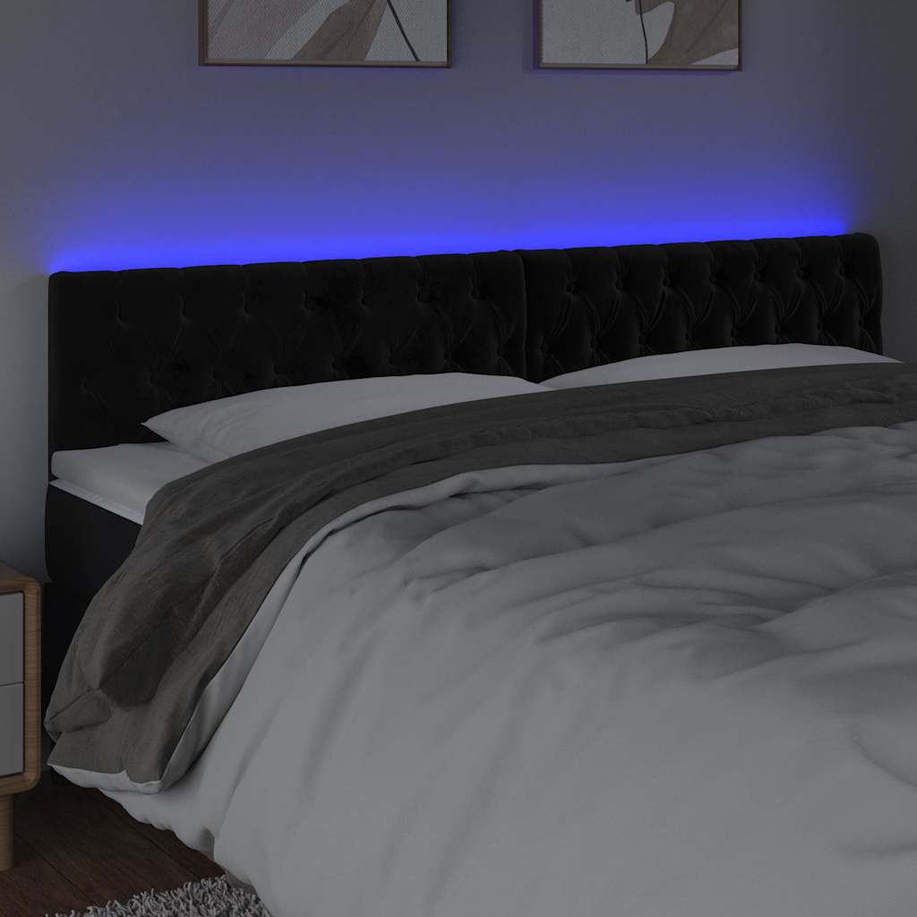 Fekete bársony LED-es fejtámla 180 x 7 x 78/88 cm 3