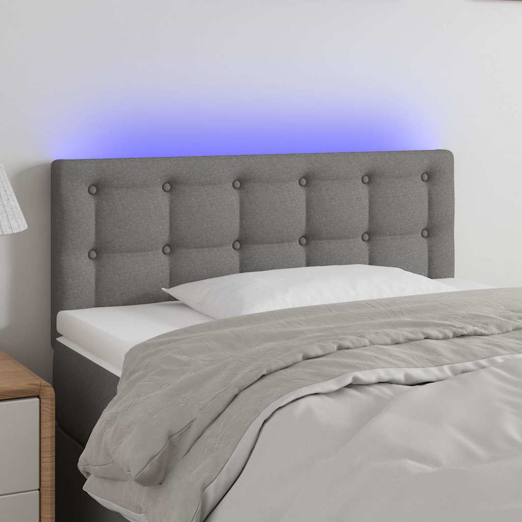 Sötétszürke szövet LED-es fejtámla 80 x 5 x 78/88 cm