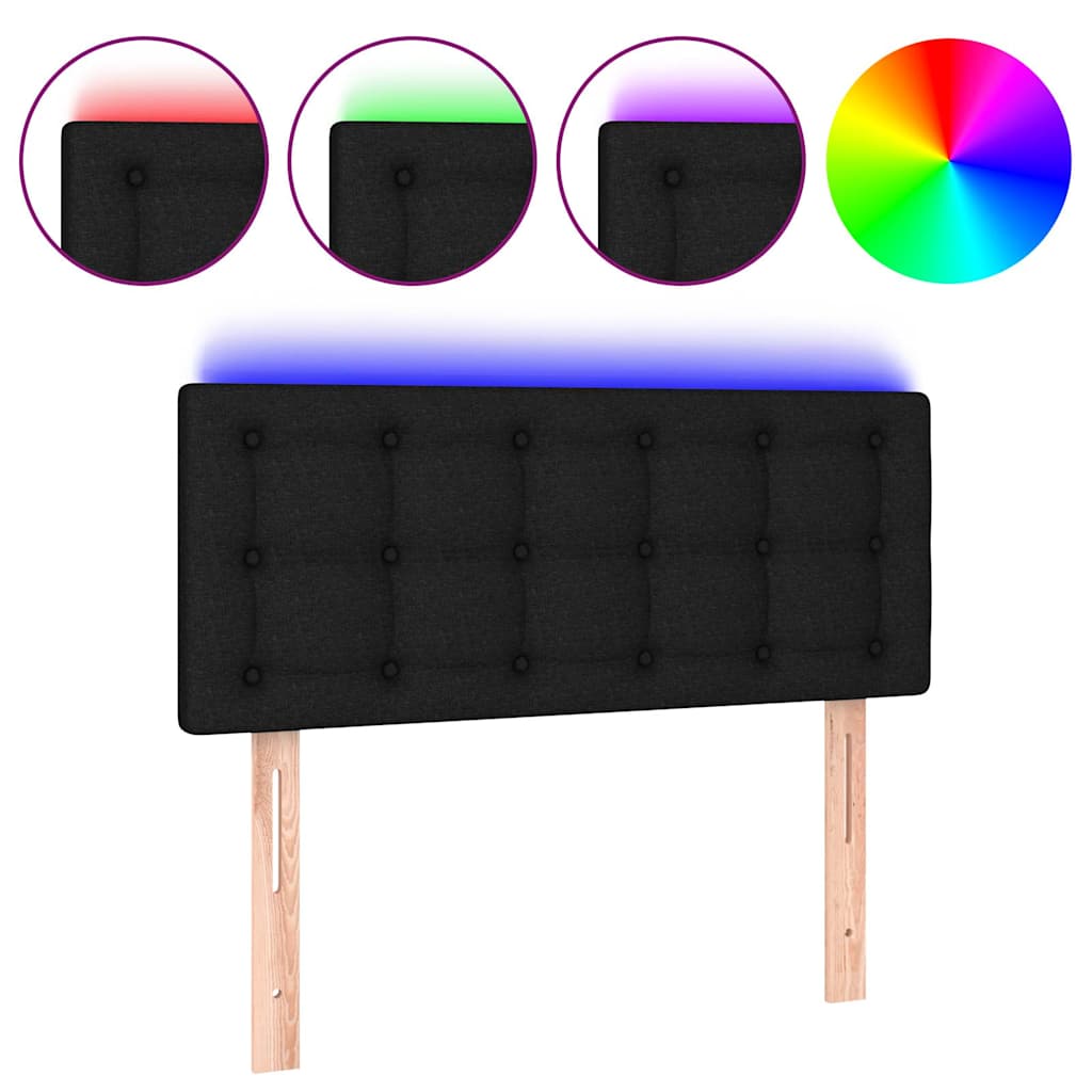 Fekete szövet LED-es fejtámla 100x5x78/88 cm 2
