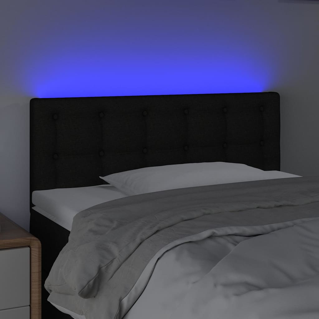 Fekete szövet LED-es fejtámla 100x5x78/88 cm 3