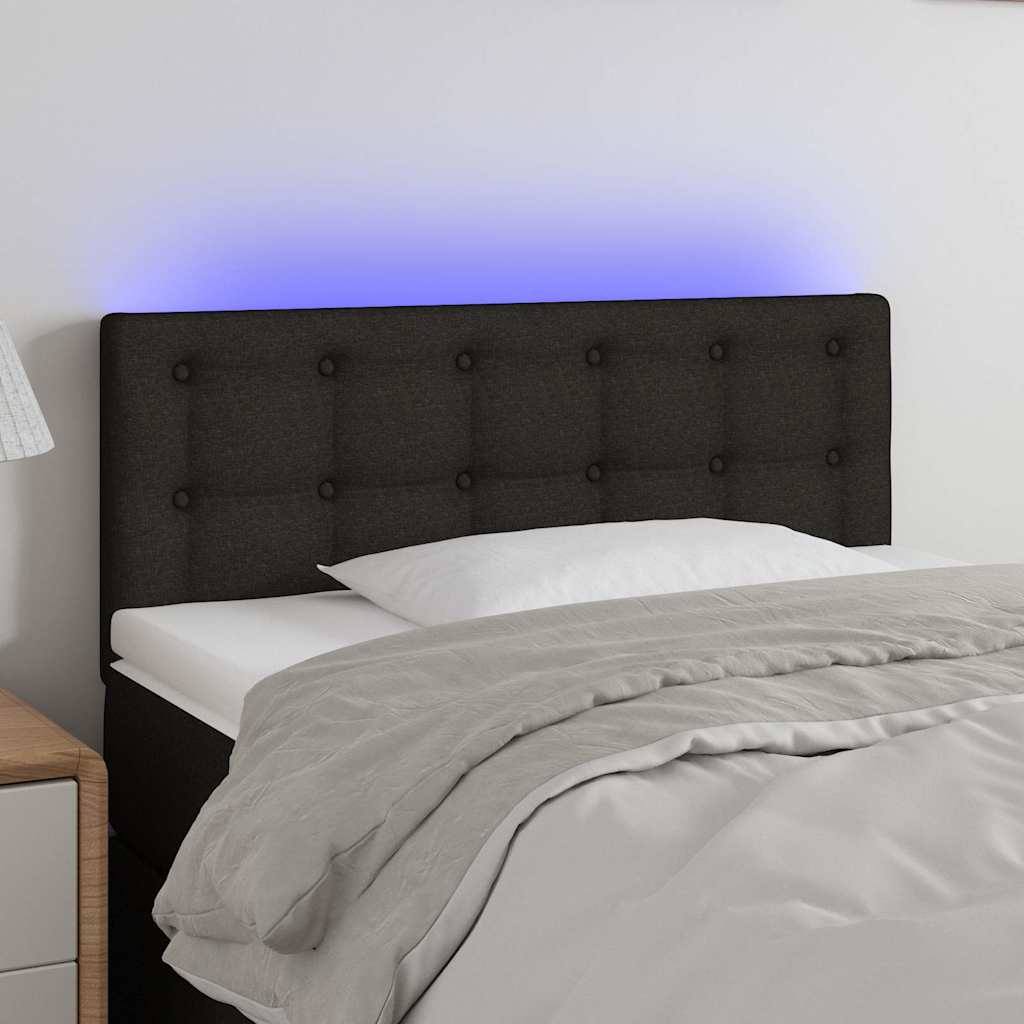 Fekete szövet LED-es fejtámla 100x5x78/88 cm
