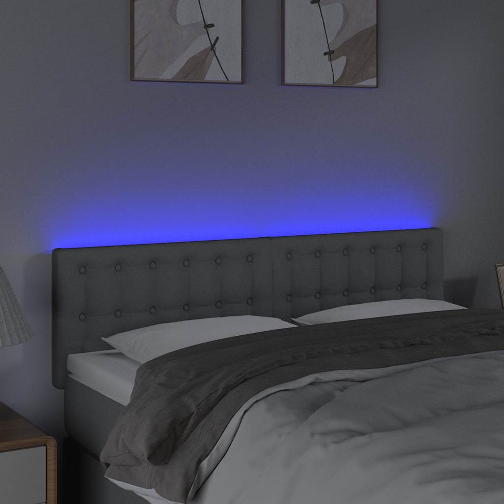 Világosszürke szövet LED-es fejtámla 144 x 5 x 78/88 cm 3