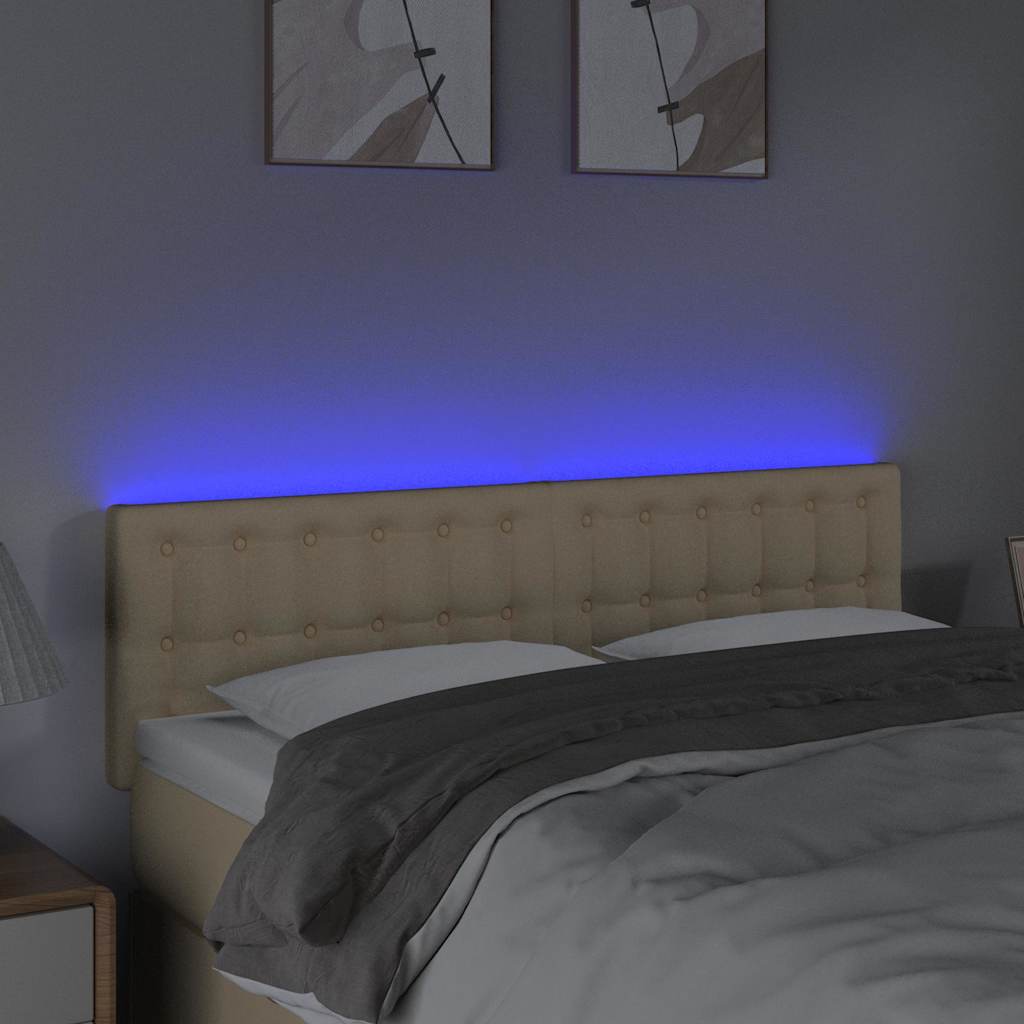 Krémszínű szövet LED-es fejtámla 144x5x78/88 cm 3
