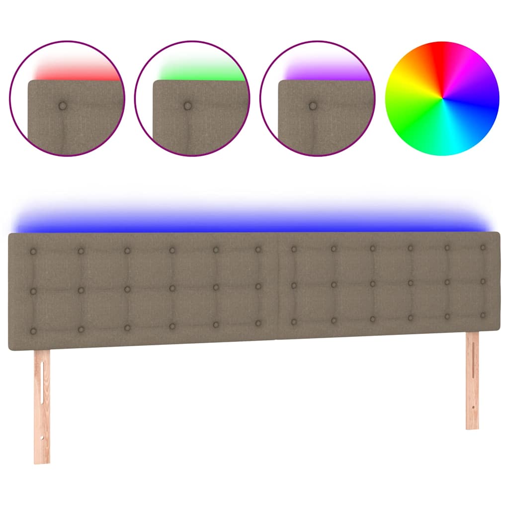 Tópszínű szövet LED-es fejtámla 160x5x78/88 cm 2
