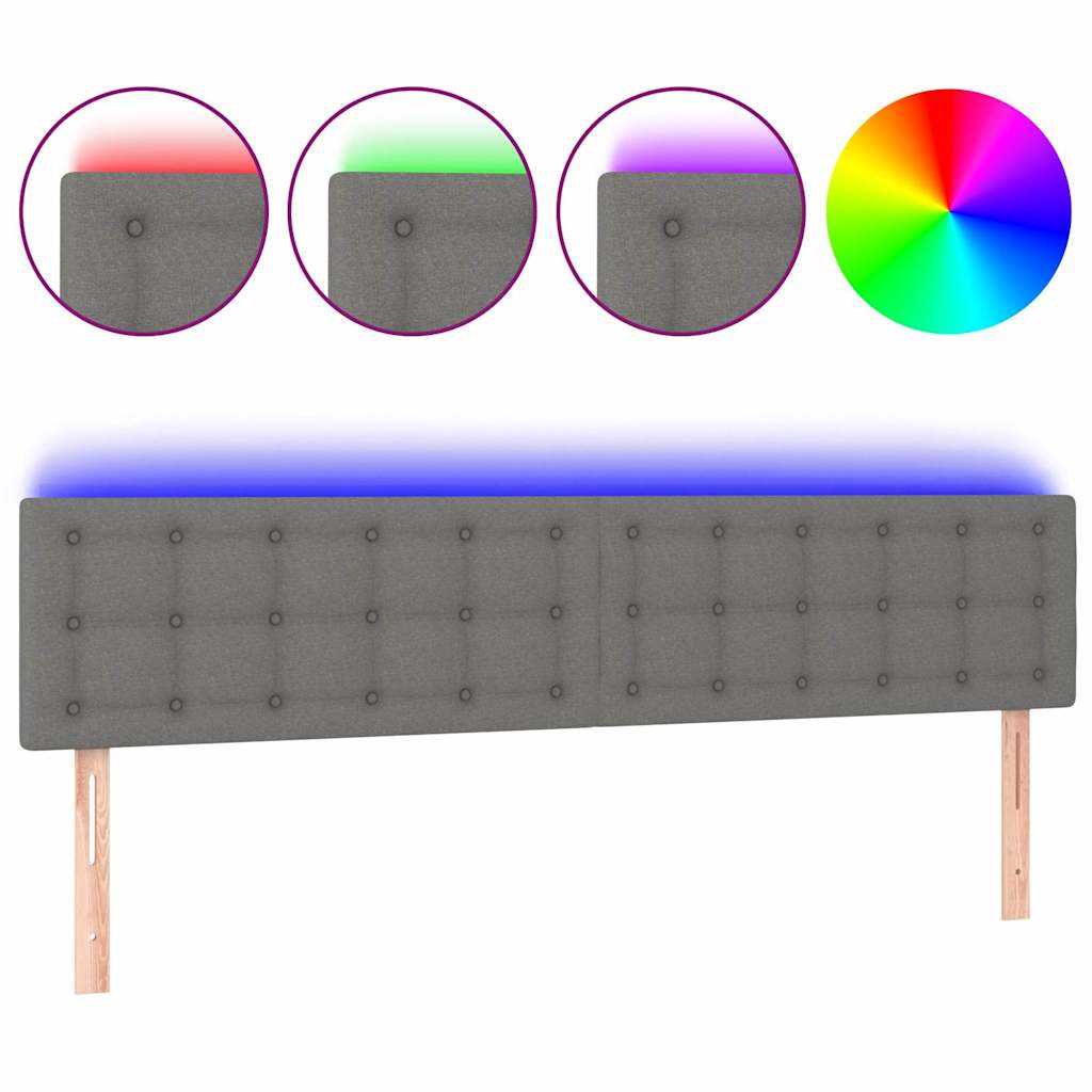 Sötétszürke szövet LED-es fejtámla 180x5x78/88 cm 2