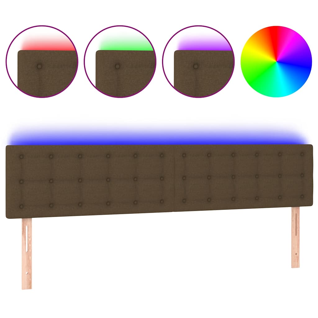 Sötétbarna szövet LED-es fejtámla 200x5x78/88 cm 2