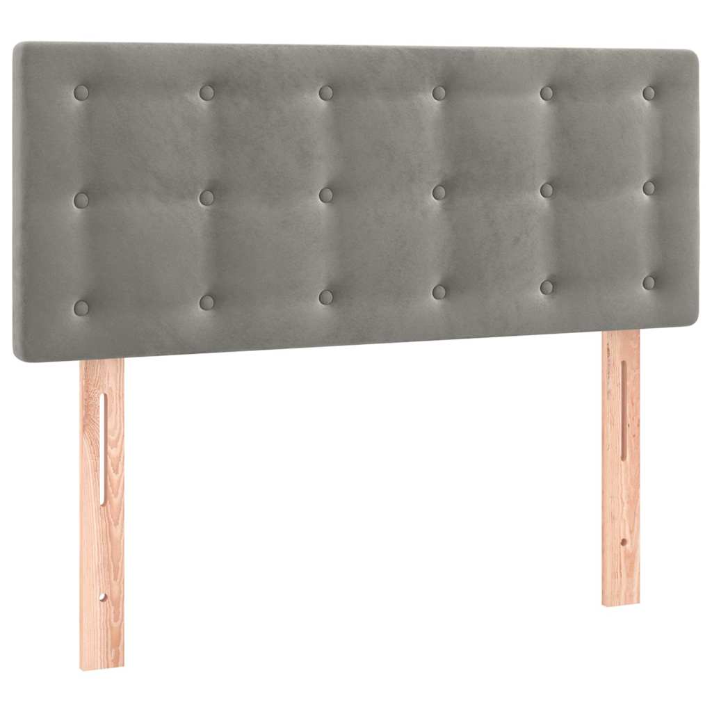 Világosszürke bársony LED-es fejtámla 90x5x78/88 cm 4