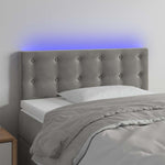 Világosszürke bársony LED-es fejtámla 90x5x78/88 cm