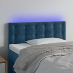 Sötétkék bársony LED-es fejtámla 90x5x78/88 cm