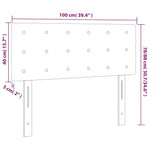 Sötétszürke bársony LED-es fejtámla 100x5x78/88 cm 6