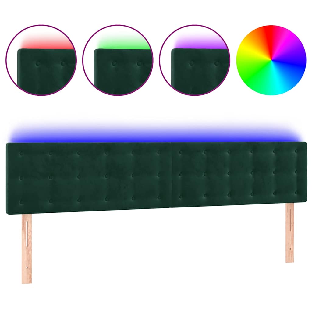 Sötétzöld bársony LED-es fejtámla 200x5x78/88 cm 2