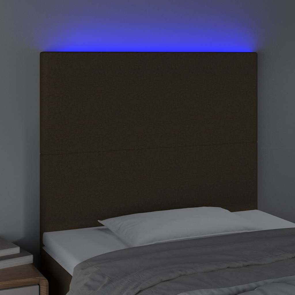 Sötétbarna szövet LED-es fejtámla 90x5x118/128 cm 3