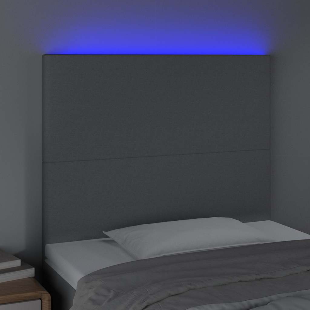 Világosszürke szövet LED-es fejtámla 100x5x118/128 cm 3