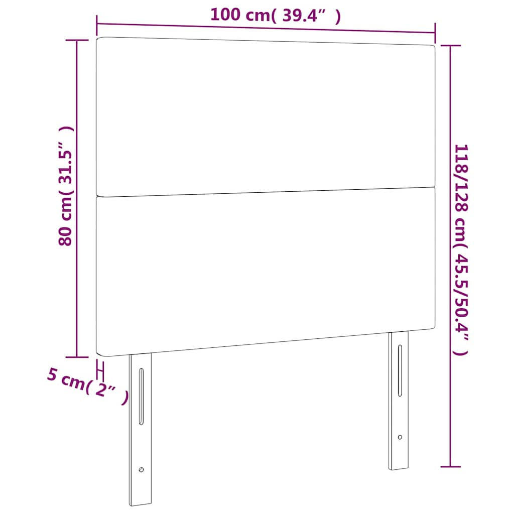 Világosszürke szövet LED-es fejtámla 100x5x118/128 cm 6