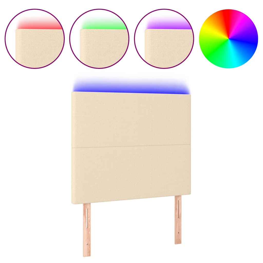 Krémszínű szövet LED-es fejtámla 100x5x118/128 cm 2