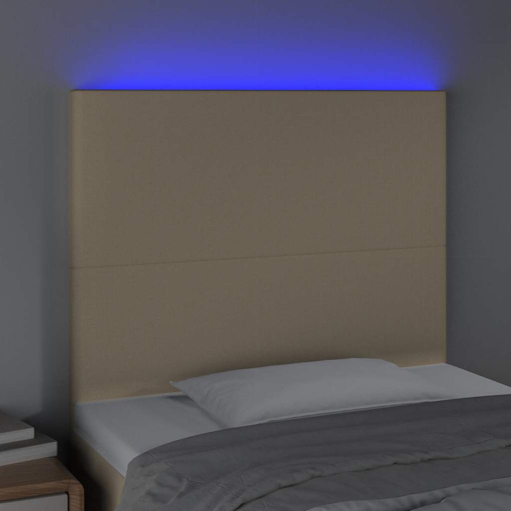 Krémszínű szövet LED-es fejtámla 100x5x118/128 cm 3