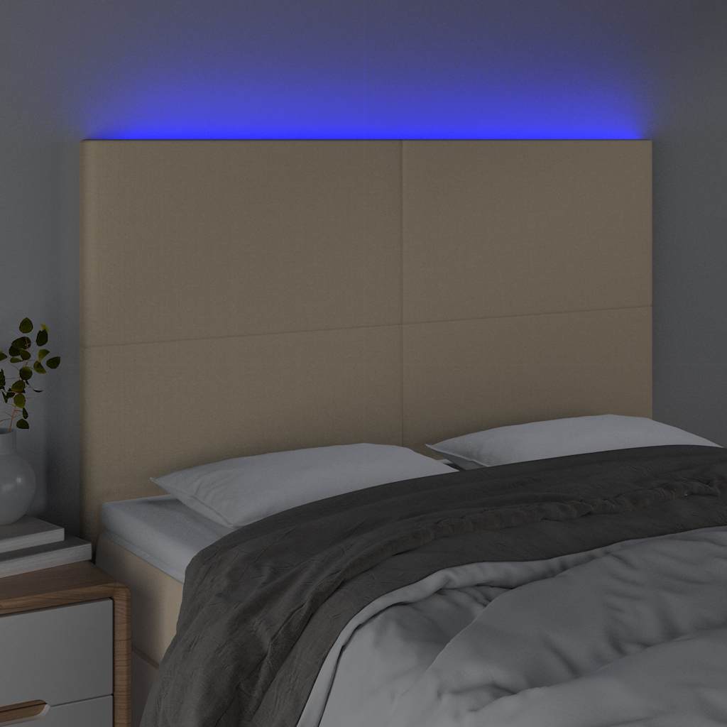 Krémszínű szövet LED-es fejtámla 144x5x118/128 cm 3