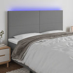 Sötétszürke szövet LED-es fejtámla 160x5x118/128 cm
