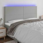 Világosszürke szövet LED-es fejtámla 180x5x118/128 cm
