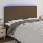 Sötétbarna szövet LED-es fejtámla 200x5x118/128 cm
