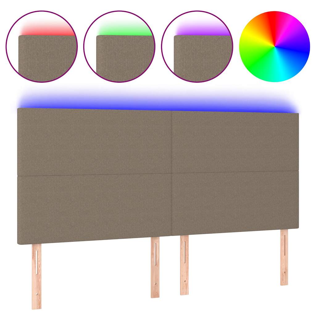 Tópszínű szövet LED-es fejtámla 200x5x118/128 cm 2