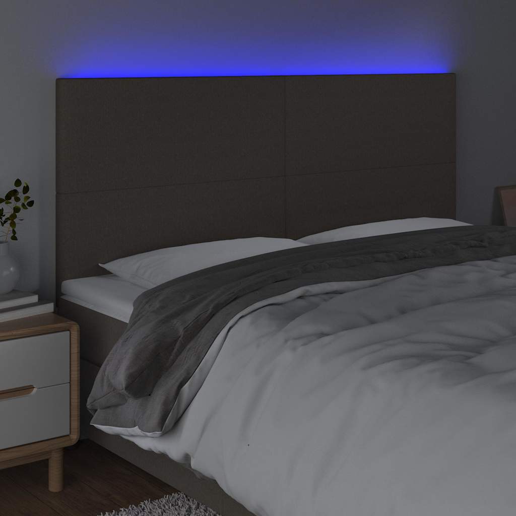 Tópszínű szövet LED-es fejtámla 200x5x118/128 cm 3