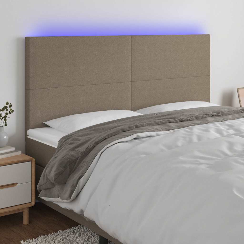 Tópszínű szövet LED-es fejtámla 200x5x118/128 cm