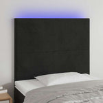 Fekete bársony LED-es fejtámla 80x5x118/128 cm