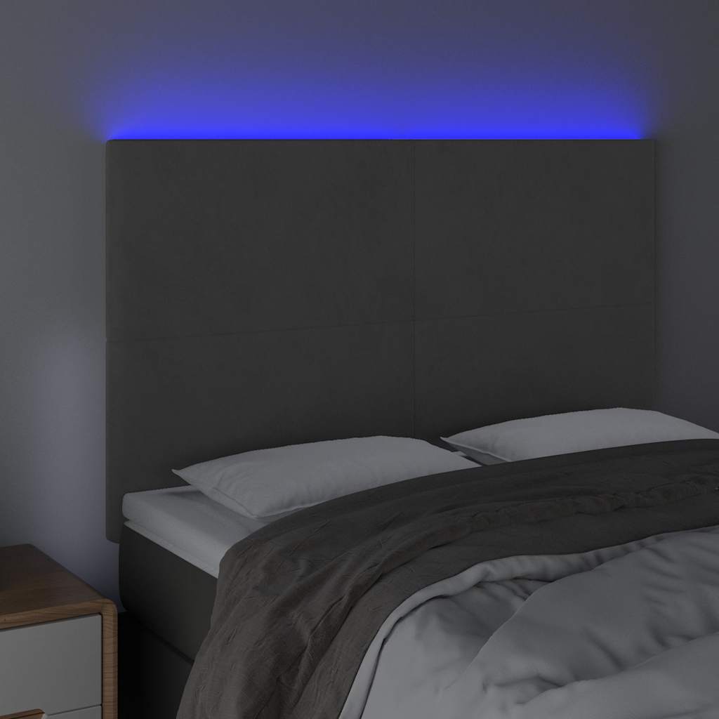 Sötétszürke bársony LED-es fejtámla 144x5x118/128 cm 3