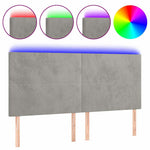Világosszürke bársony LED-es fejtámla 160x5x118/128 cm 2