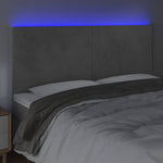 Világosszürke bársony LED-es fejtámla 160x5x118/128 cm 3