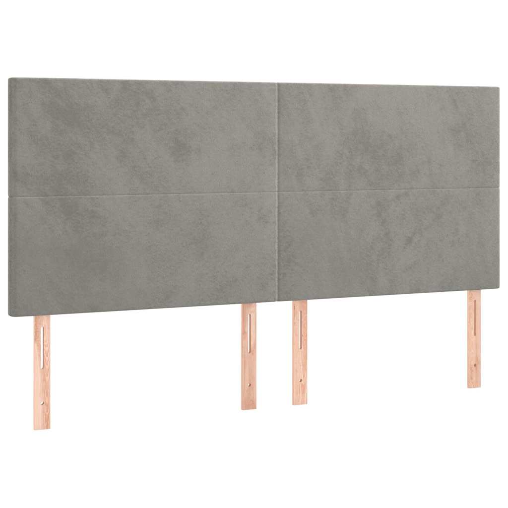 Világosszürke bársony LED-es fejtámla 160x5x118/128 cm 4