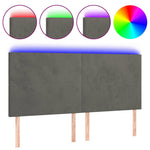 Sötétszürke bársony LED-es fejtámla 180x5x118/128 cm 2