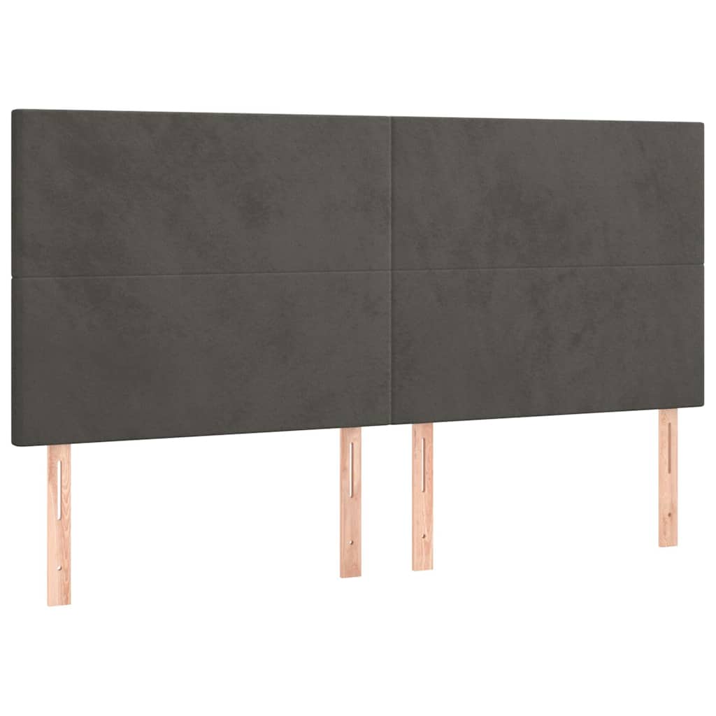 Sötétszürke bársony LED-es fejtámla 180x5x118/128 cm 4
