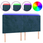 Sötétkék bársony LED-es fejtámla 180x5x118/128 cm 2