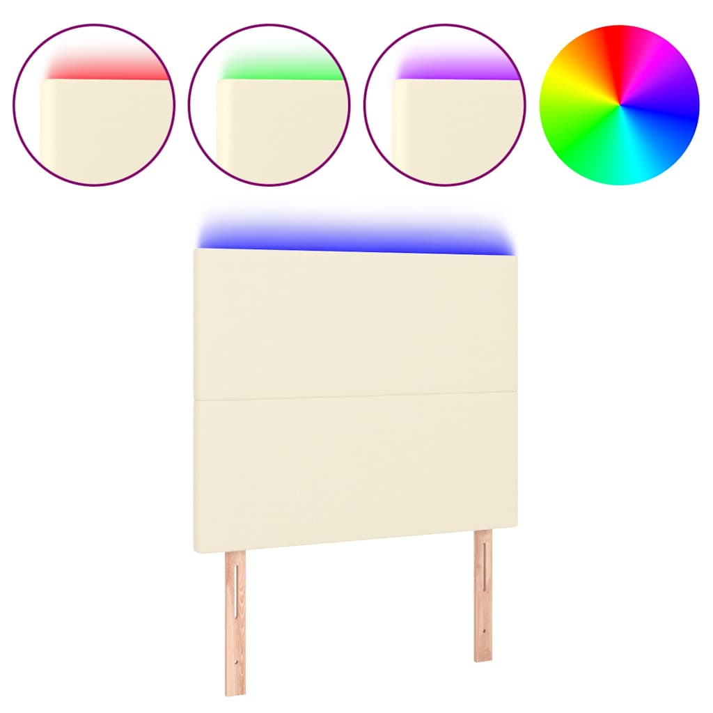 Krémszínű műbőr LED-es fejtámla 80x5x118/128 cm 2