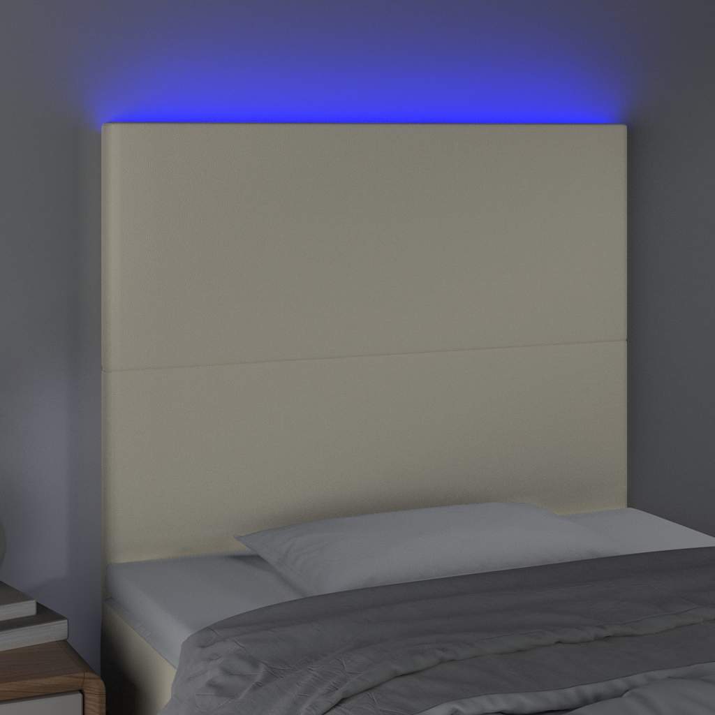 Krémszínű műbőr LED-es fejtámla 80x5x118/128 cm 3