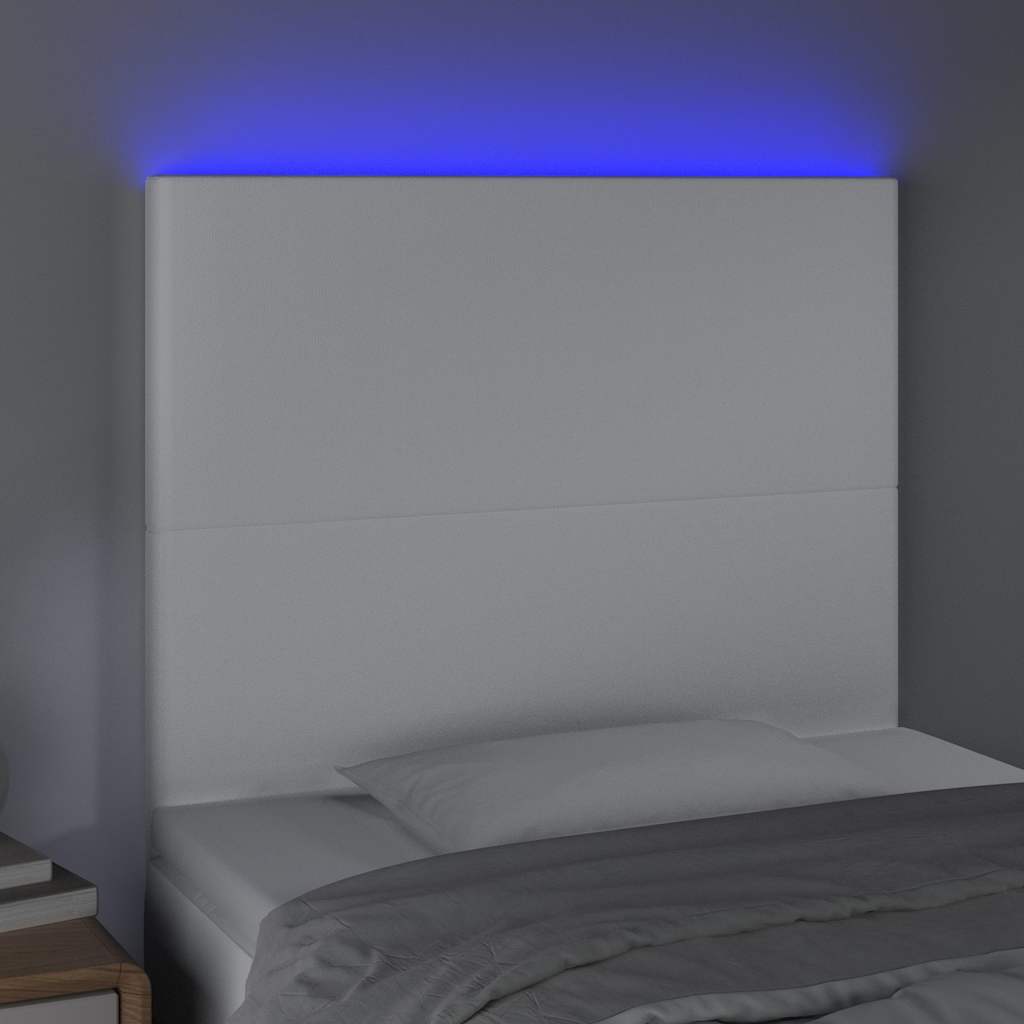 Fehér műbőr LED-es fejtámla 100x5x118/128 cm 3