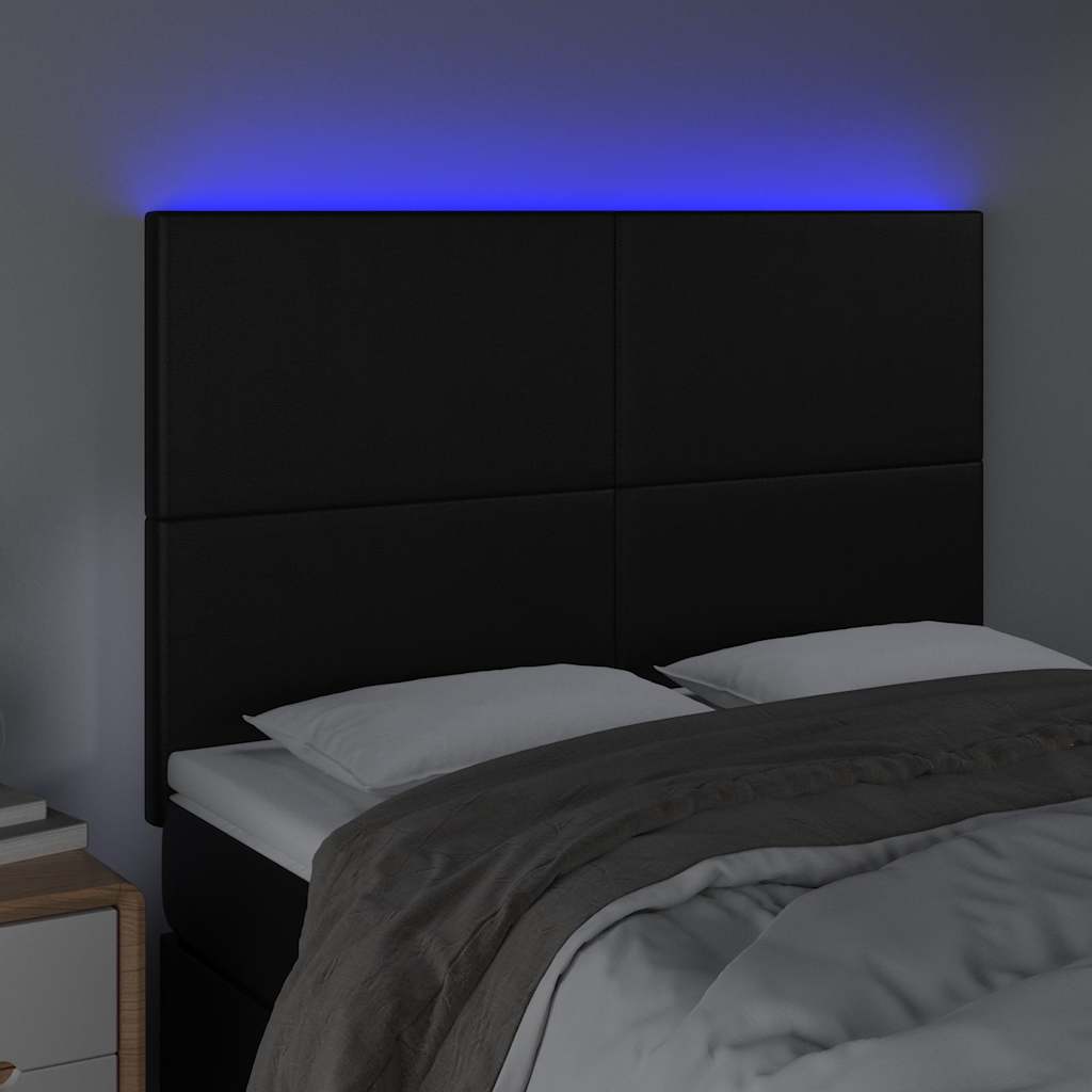 Fekete műbőr LED-es fejtámla 144x5x118/128 cm 3