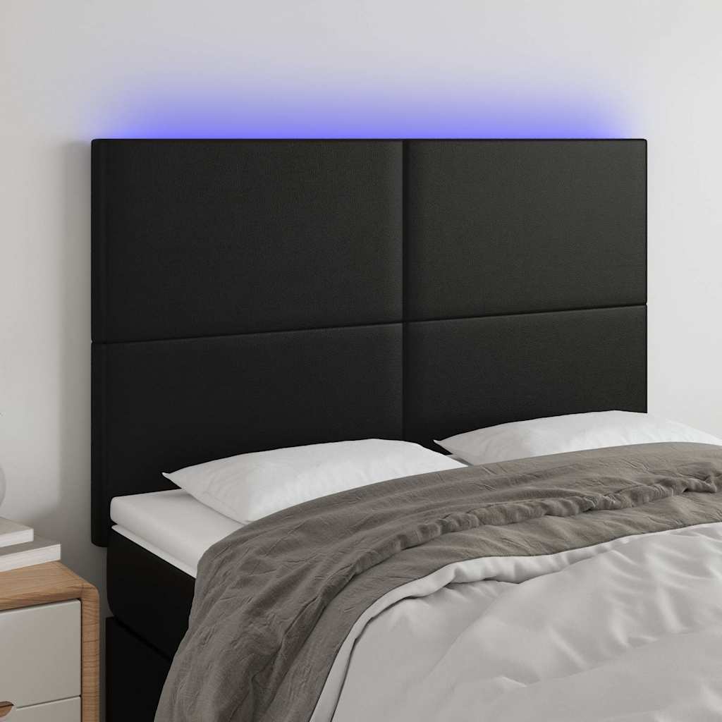 Fekete műbőr LED-es fejtámla 144x5x118/128 cm