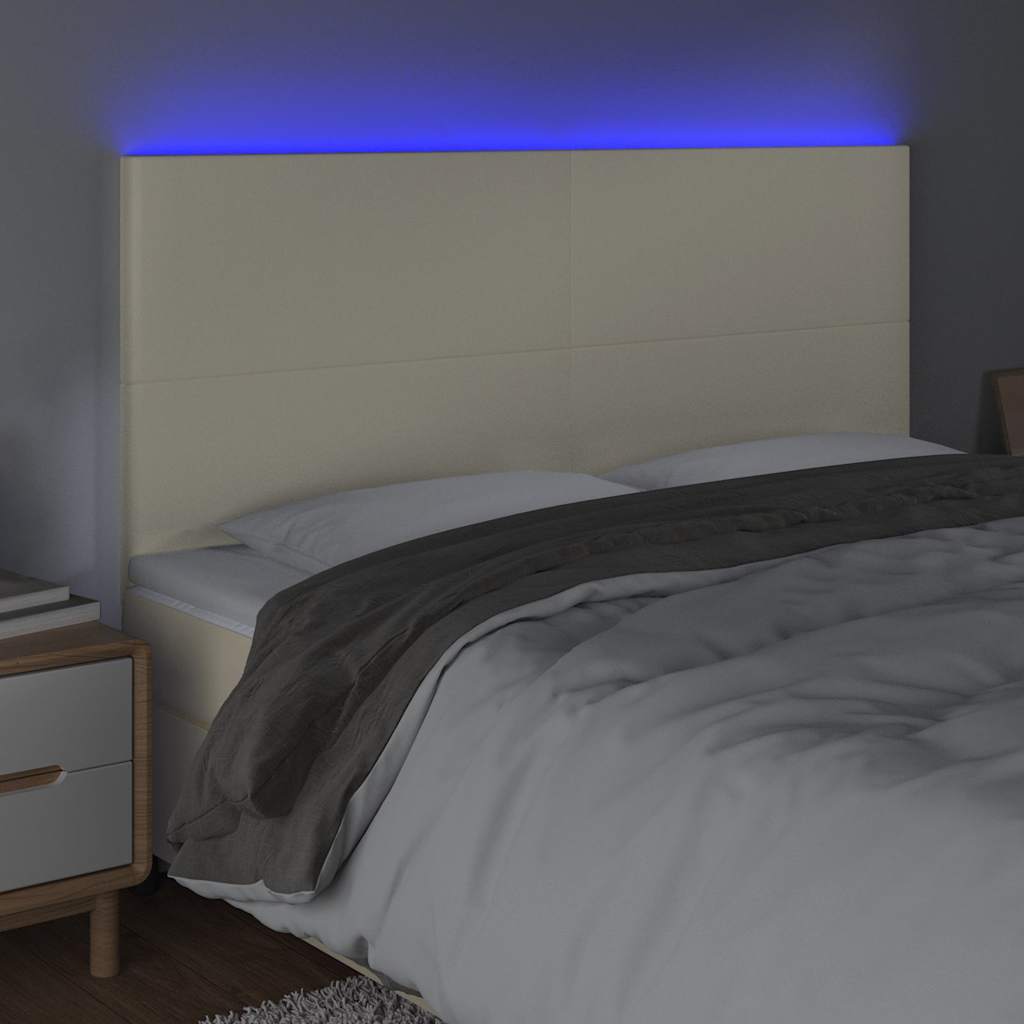 Krémszínű műbőr LED-es fejtámla 180x5x118/128 cm 3