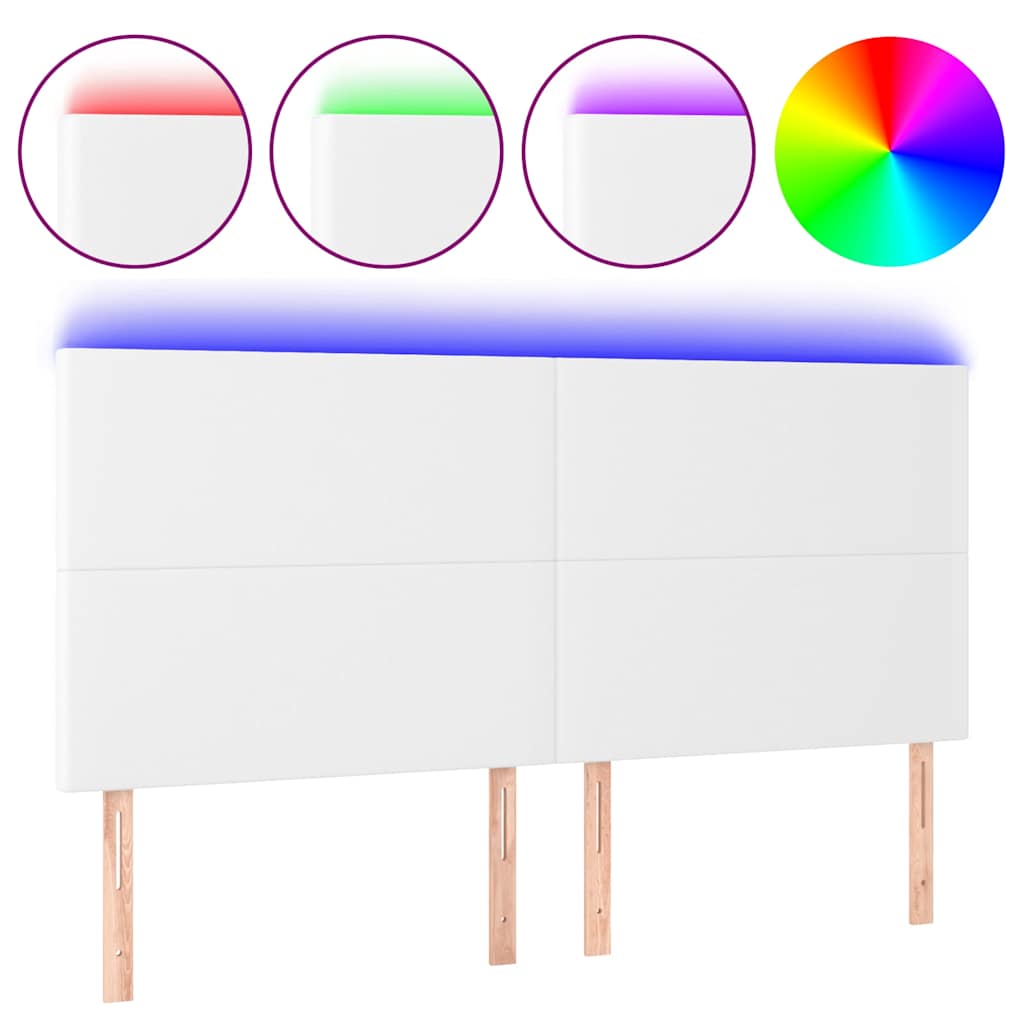Fehér műbőr LED-es fejtámla 200x5x118/128 cm 2