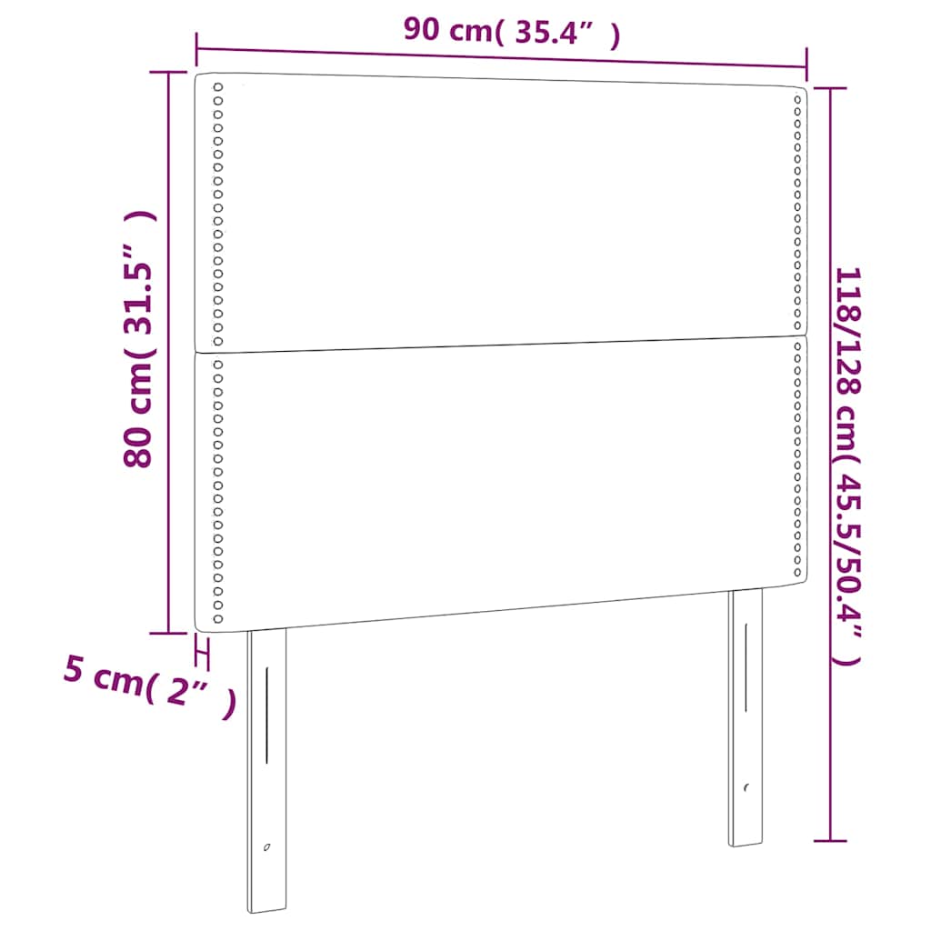 Sötétbarna szövet LED-es fejtámla 90x5x118/128 cm 6